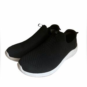 Skechers Black Knit Slip-On Sneakers with White Sole